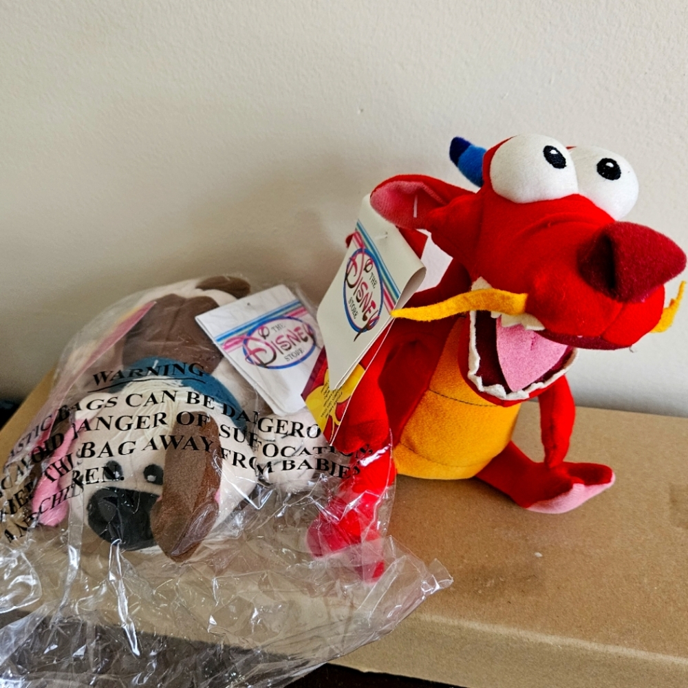 Mulan Mushu And Little Brother Bean Bag Plush 1990s Disney Store NWT